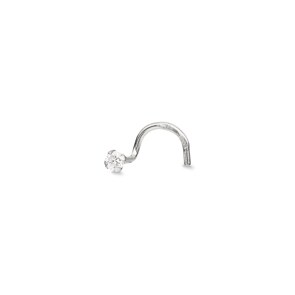 Nasenpiercing Spirale 750/18 K Weissgold mit Zirkonia 4-Griff