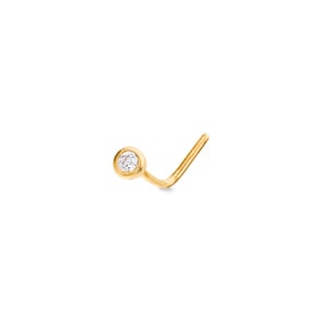 Nasenpiercing Winkel 750/18 K Gelbgold mit Zirkonia