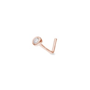 Nasenpiercing Winkel 750/18 K Roségold mit Zirkonia