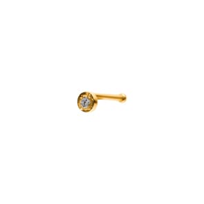 Nasenstecker Kugel 750/18 K Gelbgold mit Diamant 0.01ct H/Si