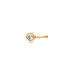Clou de nez balle or jaune 750/18 ct avec diamant 0.04ct H/Si