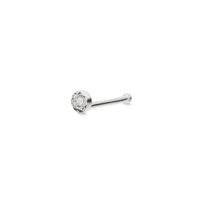 Clou de nez balle or gris 750/18 ct avec diamant 0.01ct H/Si