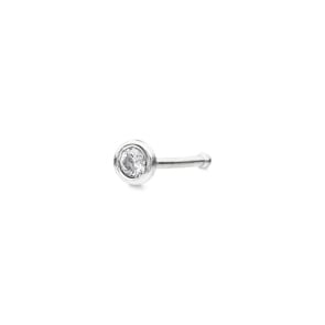 Clou de nez balle or gris 750/18 ct avec diamant 0.04ct H/Si