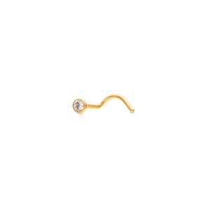 Clou de nez spirale or jaune 750/18 ct avec zircone