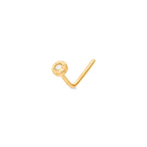 Clou de nez angle or jaune 750/18 ct avec diamant 0.01ct H/Si
