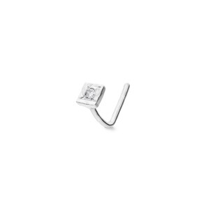 Nasenstecker Winkel 750/18 K Weissgold mit Diamant 0.01ct H/Si