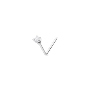 Nasenstecker Winkel 750/18 K Weissgold mit Diamant 0.02ct H/Si