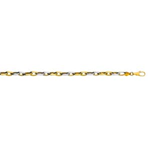 Collier navette semi-massif or bicolore 750/18 ct 7.0mm