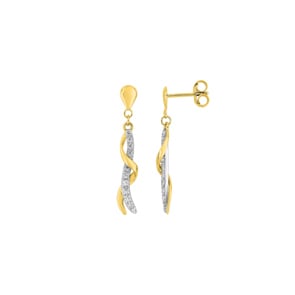 Drop Earrings 375/9 K Yellow Gold two-tone with Cubic Zirconia