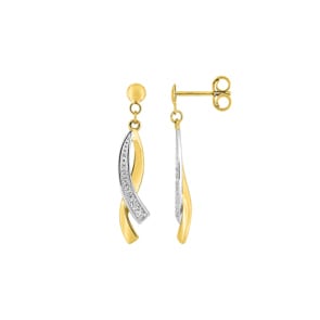 Drop Earrings 375/9 K Yellow Gold two-tone with Cubic Zirconia