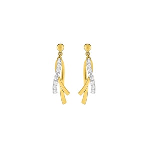 Drop Earrings 375/9 K Yellow Gold two-tone with Cubic Zirconia