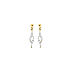 Drop Earrings 375/9 K Yellow Gold two-tone with Cubic Zirconia