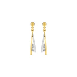 Drop Earrings 375/9 K Yellow Gold two-tone with Cubic Zirconia