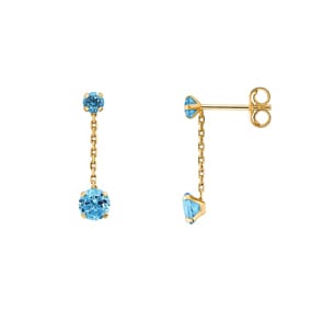 Ohrhänger 375/9 K Gelbgold mit Blautopasen rund