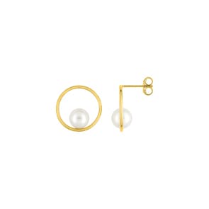 Drop Earrings 375/9 K Yellow Gold with Freshwater Pearl 6mm