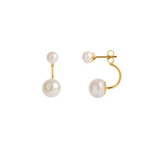 Drop Earrings 375/9 K Yellow Gold with Freshwater Pearls 5.0 and 8.0mm