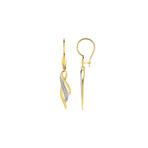 Drop Earrings 375/9 K Yellow Gold with Cubic Zirconia