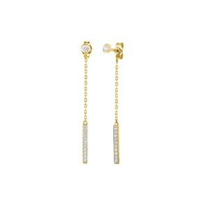 Drop Earrings 375/9 K Yellow Gold with Cubic Zirconia