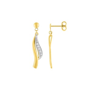 Drop Earrings 375/9 K Yellow Gold with Cubic Zirconia