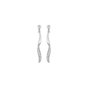 Drop Earrings 375/9 K White Gold with Cubic Zirconia
