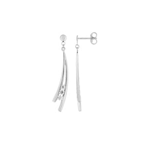Drop Earrings 375/9 K White Gold with Cubic Zirconia