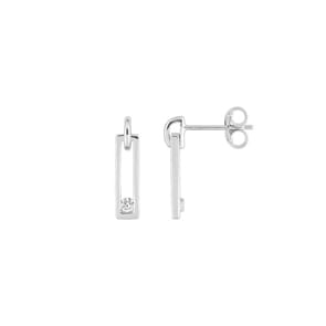 Drop Earrings 375/9 K White Gold with Cubic Zirconia