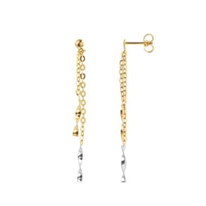 Boucles d'oreilles pendantes or bicolore 750/18 ct