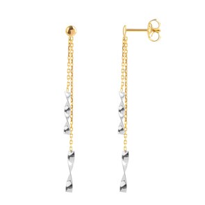 Boucles d'oreilles pendantes or bicolore 750/18 ct