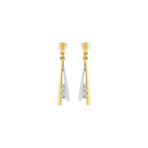 Drop Earrings 750/18 K Yellow and White Gold with Cubic Zirconia