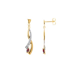 Ohrhänger 750/18 K Gelbgold bicolor mit Rubin