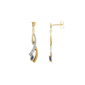 Ohrhänger 750/18 K Gelbgold bicolor mit Saphir