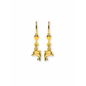 Boucle d'oreilles pendantes or jaune 750/18 ct, Dauphin