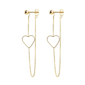 Boucles d'oreilles pendantes or jaune 750/18 ct, Cœur