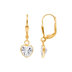 Ohrhänger 750/18 K Gelbgold, Herz mit Zirkonia
