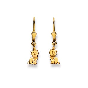 Ohrhänger 750/18 K Gelbgold, Katze