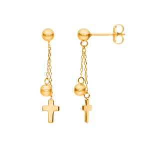 Ohrhänger 750/18 K Gelbgold, Kreuz