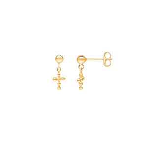 Boucle d'oreilles pendantes or jaune 750/18 ct, Croix