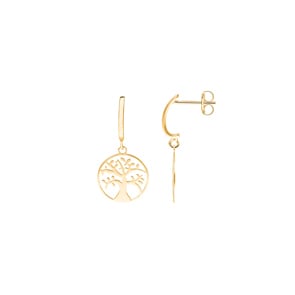 Boucle d'oreilles pendantes or jaune 750/18 ct, Arbre de vie
