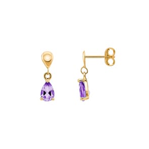 Drop Earrings 750/18 K Yellow Gold with Amethyst