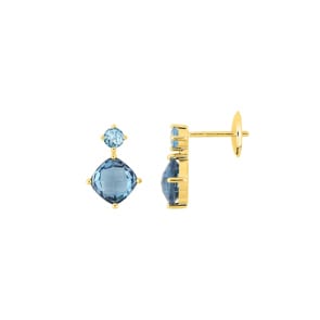 Ohrhänger 750/18 K Gelbgold mit Blautopasen London & Swiss Blue