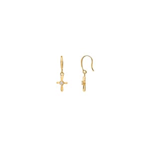 Ohrhänger 750/18 K Gelbgold mit Diamanten 0.04 ct H/si, Kreuz