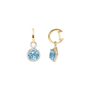 Ohrhänger 750/18 K Gelbgold mit Diamanten 0.13 ct H/si & Blautopasen