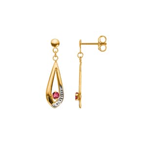 Ohrhänger 750/18 K Gelbgold mit Rubin 0.19ct.