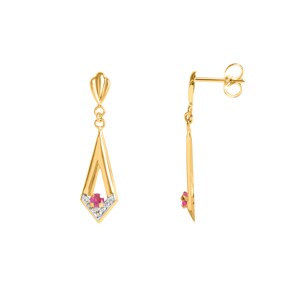Ohrhänger 750/18 K Gelbgold mit Rubin