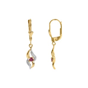 Ohrhänger 750/18 K Gelbgold mit Rubin