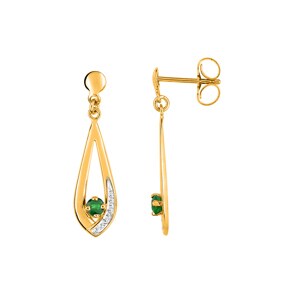 Ohrhänger 750/18 K Gelbgold mit Smaragd 0.14ct.