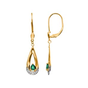 Ohrhänger 750/18 K Gelbgold mit Smaragd 0.28ct.