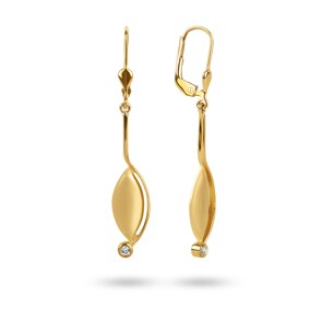 Boucle d'oreilles pendantes or jaune 750/18 ct avec zircones