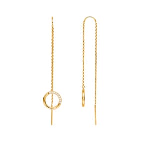 Boucles d'oreilles pendantes or jaune 750/18 ct avec zircones