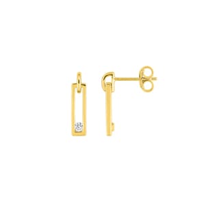 Drop Earrings 750/18 K Yellow Gold with Cubic Zirconia